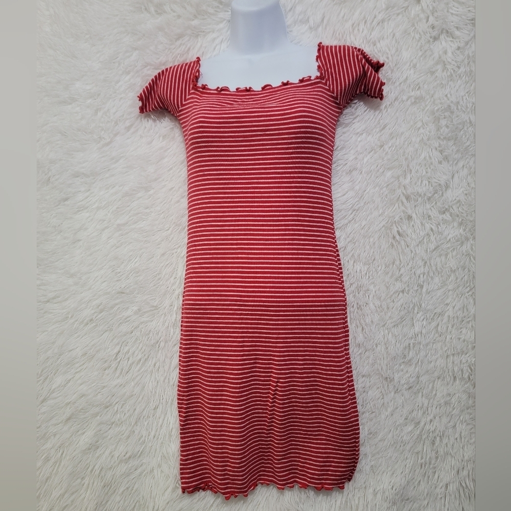 Heart & Hips Red Striped Mini Dress Large